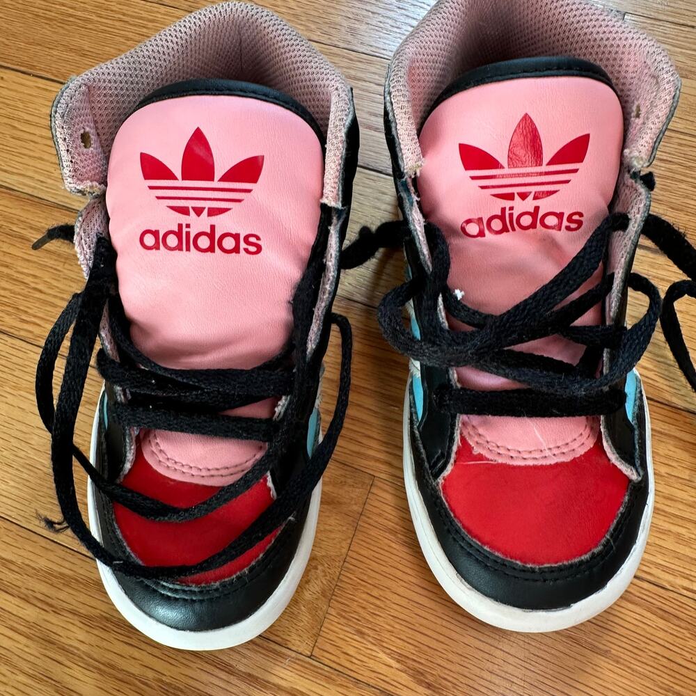 adidas Originals Vintage Inspired Hardcourt Hi Girls Toddler Leather Sneakers 9K - Picture 8 of 16